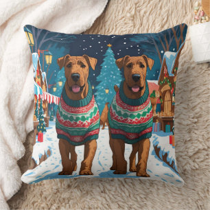 Airedale Dogs Christmas Snow Holiday Cushion