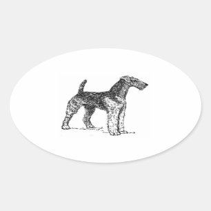 Airedale drawing.png oval sticker