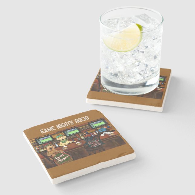  AIREDALE & FRIENDS Poster Stone Coaster (Side)