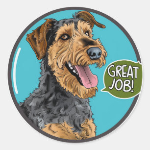 Airedale Great Job Teacher Reward Classic Round Sticker