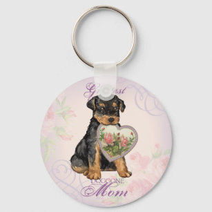 Airedale Heart Mum Key Ring
