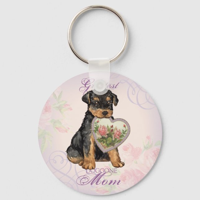 Airedale Heart Mum Key Ring (Front)