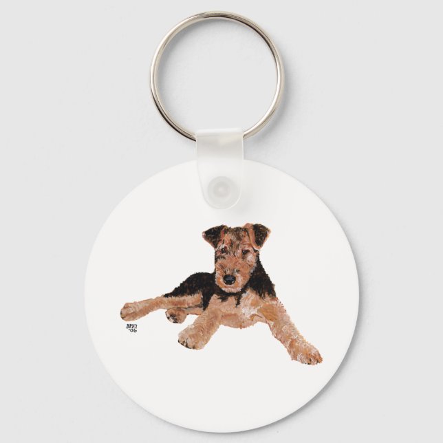 Airedale, Lakeland, Welsh Terrier Pup Key Ring (Front)