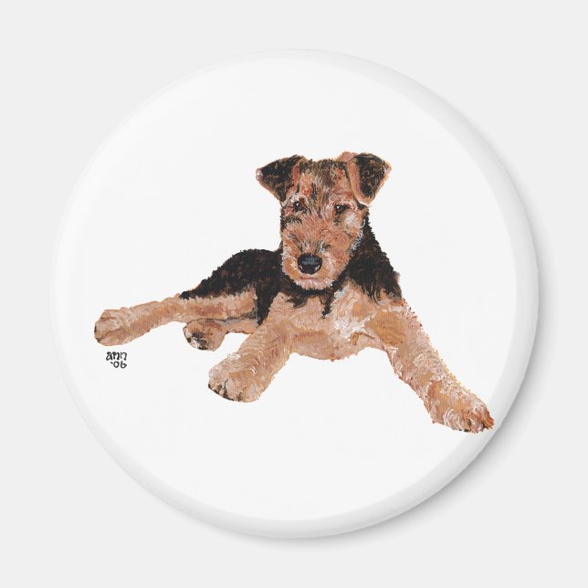 Airedale, Lakeland, Welsh Terrier Pup Magnet (Front)