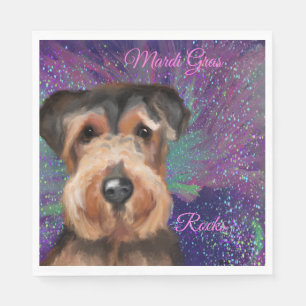 AIREDALE MARDI GRAS NAPKIN