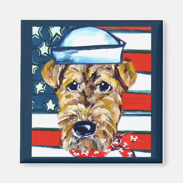 Airedale Navy Magnet (Front)