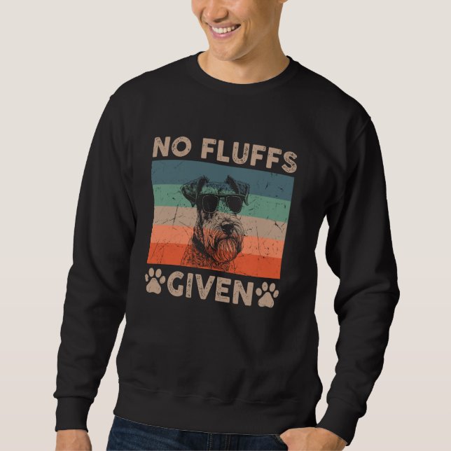 Airedale No Fluffs Given Funny Dog Dad Mum Retro C Sweatshirt (Front)
