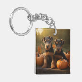 Airedale Puppy Autumn Delight Pumpkin Key Ring (Front Left)