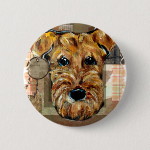 AIREDALE TERRIER 6 CM ROUND BADGE