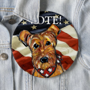 AIREDALE TERRIER 6 CM ROUND BADGE