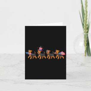 Airedale Terrier Aamerican Usa Flag Memorial Day Card