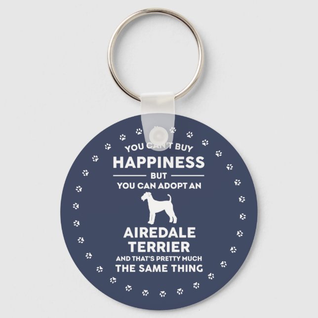 Airedale Terrier Adoption Happiness Key Ring (Front)
