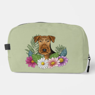 Airedale Terrier And Colourful Summer Flowers Gree Dopp Kit