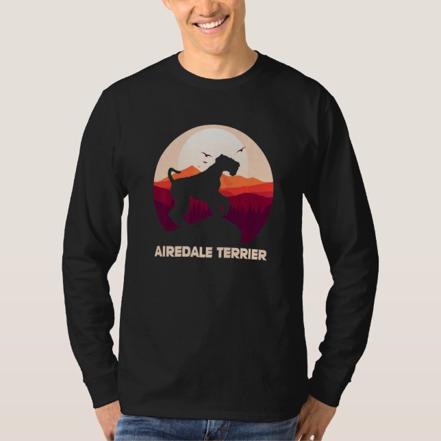 Airedale Terrier and Moon Halloween   T-Shirt (Front)