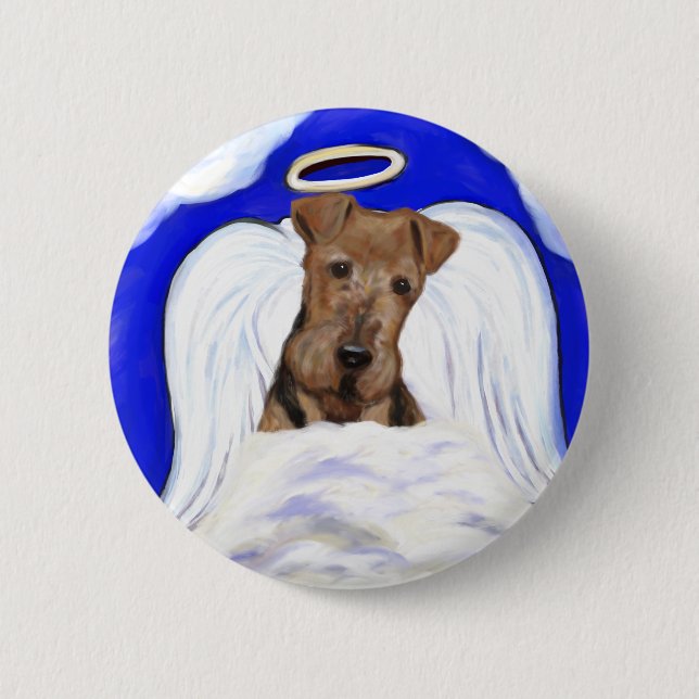 Airedale Terrier Angel 6 Cm Round Badge (Front)