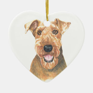 Airedale Terrier Art Ceramic Tree Decoration