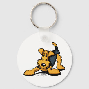 Airedale Terrier at Play Key Ring