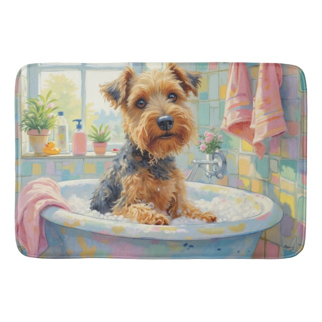 Airedale Terrier Bath Time Fun Bathroom Decor Mat (Front)