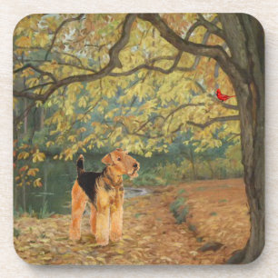 Airedale Terrier Birdwatching Coaster