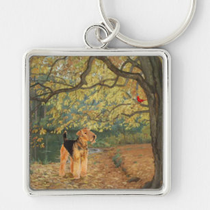 Airedale Terrier Birdwatching Key Ring