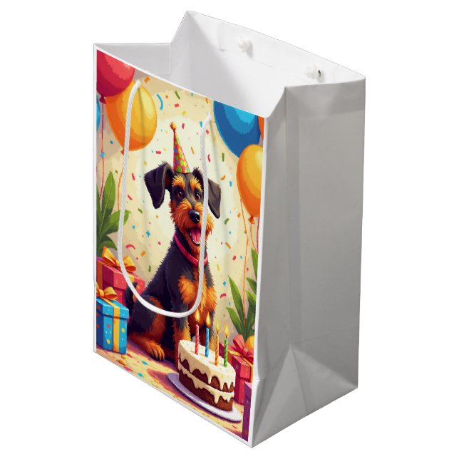 Airedale Terrier Birthday Celebration Medium Gift Bag (Front Angled)