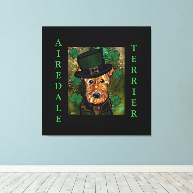 AIREDALE TERRIER   CANVAS PRINT (Insitu(Wood Floor))
