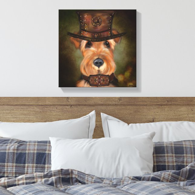 AIREDALE TERRIER  CANVAS PRINT (Insitu(Bedroom))