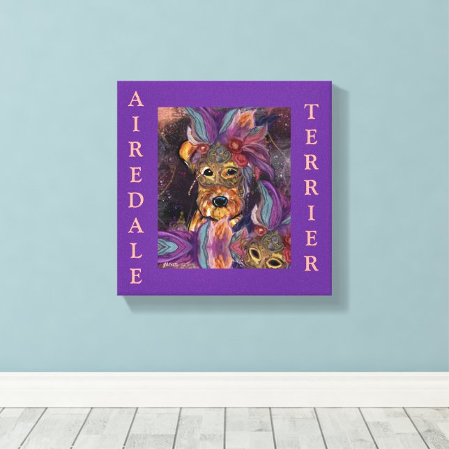 AIREDALE TERRIER   CANVAS PRINT (Insitu(Wood Floor))