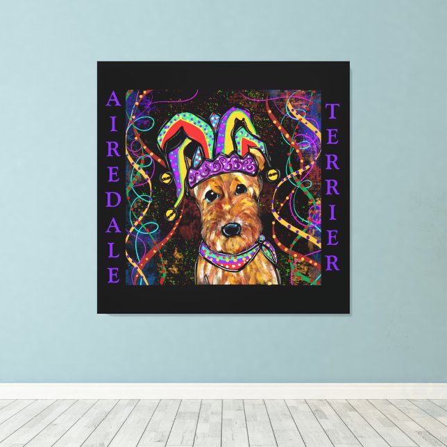 AIREDALE TERRIER   CANVAS PRINT (Insitu(Wood Floor))