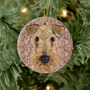  AIREDALE TERRIER  CERAMIC TREE DECORATION