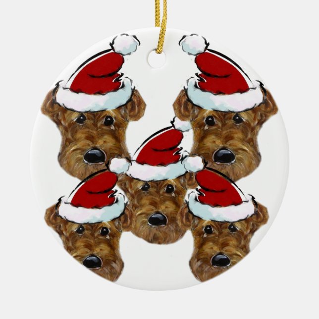 AIREDALE TERRIER CERAMIC TREE DECORATION (Front)