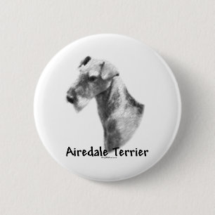 Airedale Terrier Charcoal Button