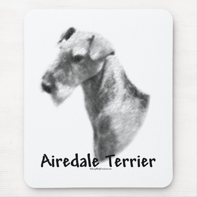 Airedale Terrier Charcoal Mouse Pad (Front)