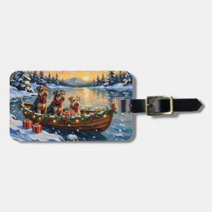 Airedale Terrier Christmas Boat Holiday Luggage Tag
