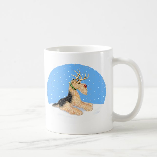 Airedale Terrier Christmas Dale Deer Coffee Mug (Right)