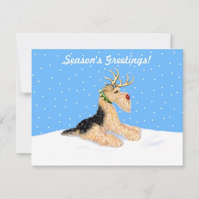 Airedale Terrier Christmas Dale Deer Invitation (Front)