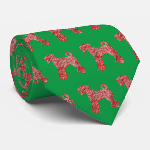 Airedale Terrier Christmas Dog Silhouette Grn Neck Tie