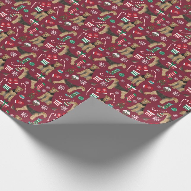 Airedale Terrier Christmas gift wrap (Corner)