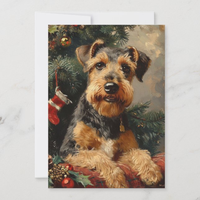 Airedale terrier Christmas  Holiday Card (Front)