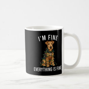 Airedale Terrier Christmas I'm Fine Everything Is Coffee Mug
