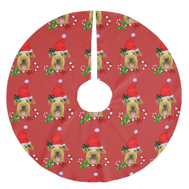 Airedale Terrier Christmas Merry Brushed Polyester Tree Skirt (Front)