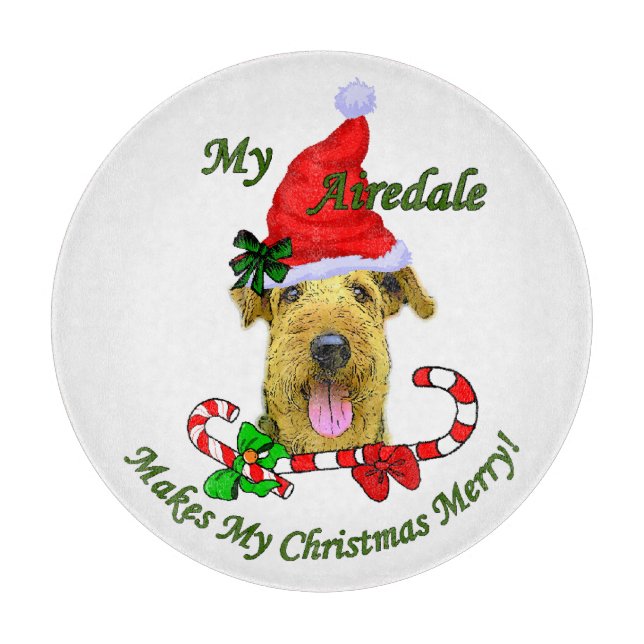 Airedale Terrier Christmas Merry Cutting Board (Front)