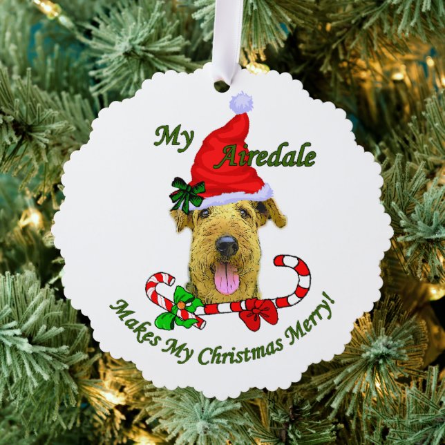 Airedale Terrier Christmas Tree Decoration Card (Insitu (Tree))