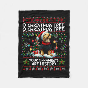 Airedale Terrier Christmas Tree Decorations Dog Lo Fleece Blanket