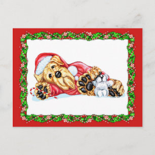 Airedale Terrier Christmas Waiting for Santa Holiday Postcard