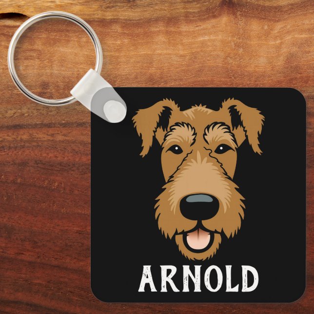Airedale Terrier Custom Dog Name Personalised Key Ring (Front)