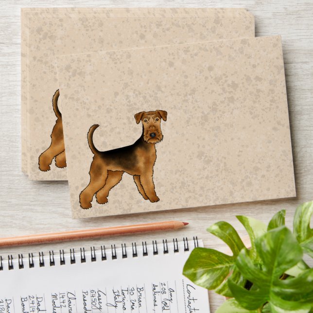 Airedale Terrier Cute Bingley Terrier Dog Beige Envelope (Stacked)
