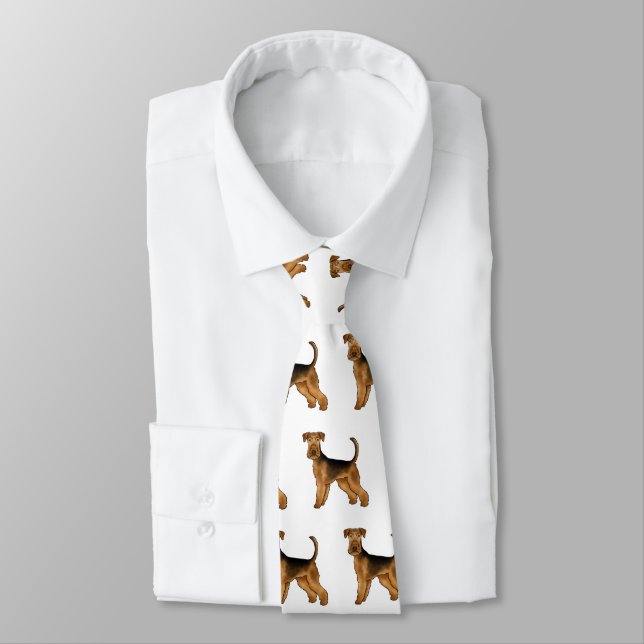 Airedale Terrier Cute Bingley Terrier Dog Pattern Tie (Tied)