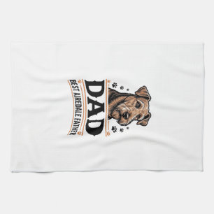 Airedale Terrier Dad Vintage Dog Father Shirt_1 Tea Towel