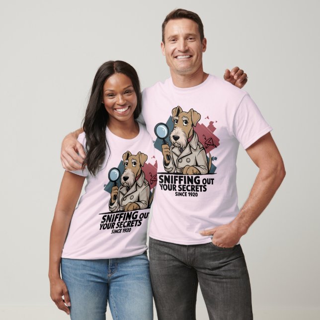Airedale Terrier Detective Dog Artwork T-Shirt (Unisex)
